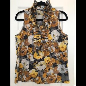 Jcrew factory silk tank with ruffles, size 6